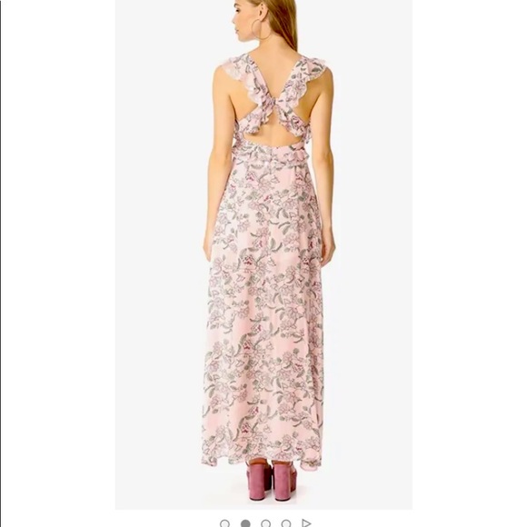 NWT For Love and Lemons Bee Balm Pink Floral Maxi Ruffle Dress Size XS N… - Picture 4 of 10